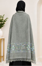 Salampur Pure Wool Shawl – Greenish Floral Embroidered