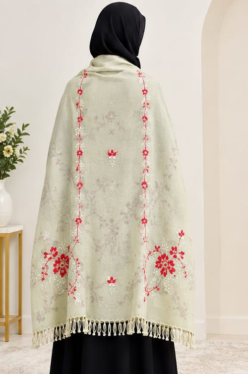 Salampur Pure Wool Shawl – Floral Embroidered