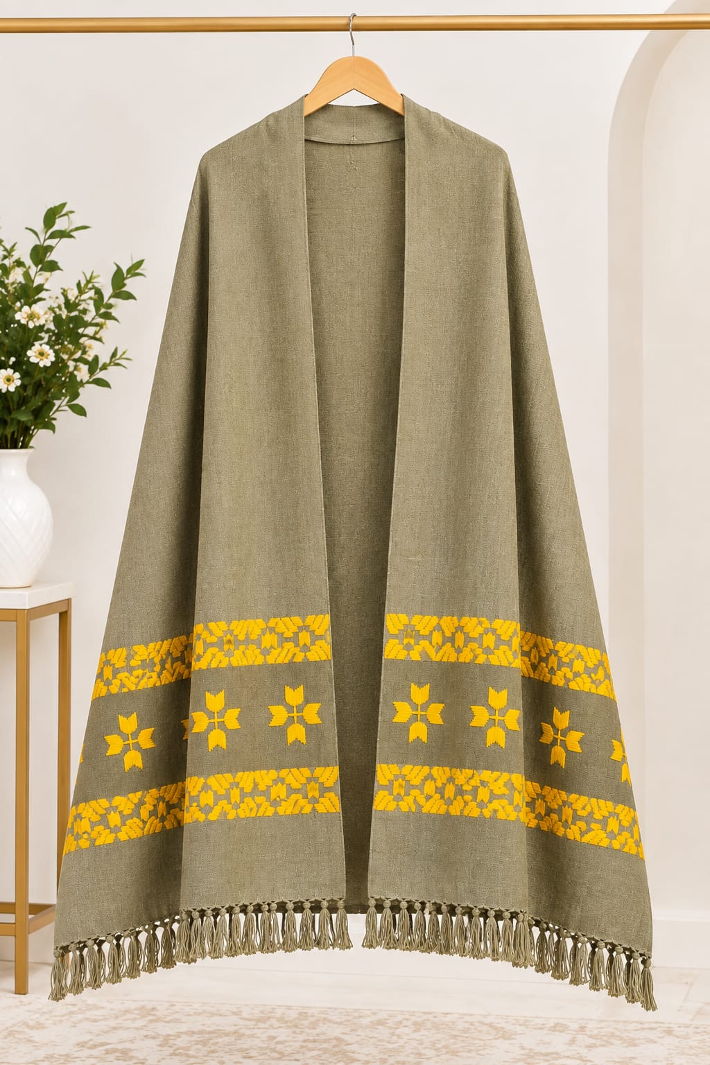 Sage Wool Wrap Shawl