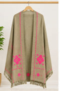 Salampur Pure Wool Shawl – Pink Floral Embroidered