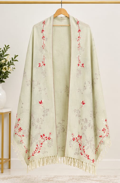 Salampur Pure Wool Shawl – Floral Embroidered